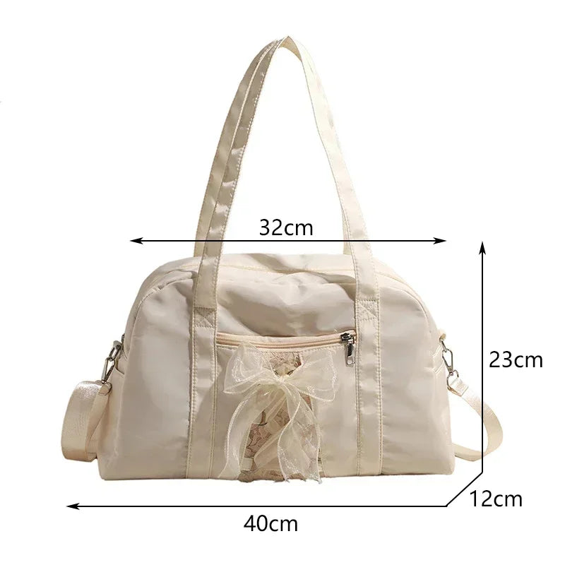 Sewing Thread Bow Zipper Ladies Shoulder Bags Commuting Crossbody Bags for Women 2025 Nylon Large Capacity Handbags Bolso Mujer