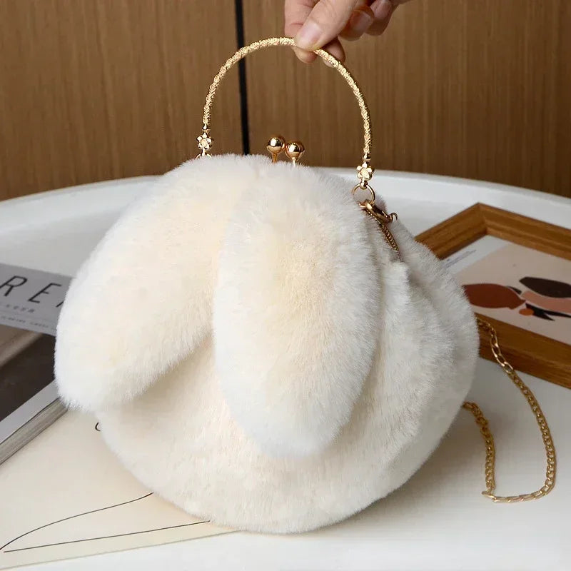 Cute Plush Rabbit Crossbody Bags for Women Korean Version Cute Purses and Handbags Girls New Rabbit Ear Shoulder Messenger Bag