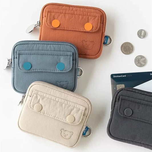 Fashion Solid Color Coin Purse Zipper Large Capacity Small Wallet Wear-resistant Storage Bag Male Card Holoder Money Bag