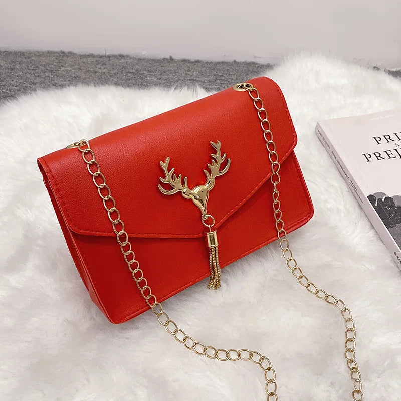 Fashion Shoulder Bag Chain Tassel Deer Crossbody Handbag