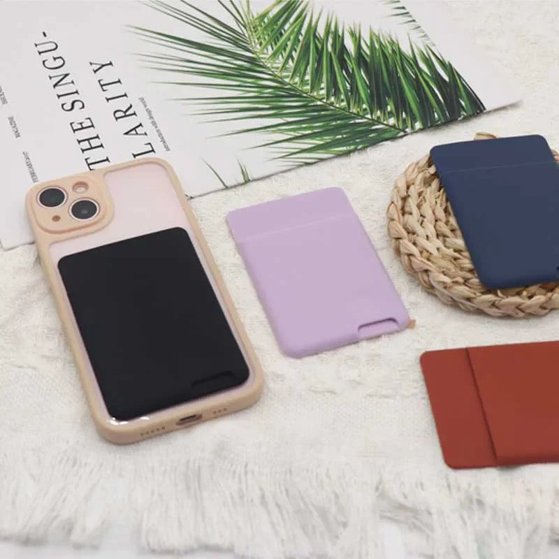 Phone Wallet Case Card Holder Self-Adhesive Silicone Pocket Stick ID Bank Credit Card Storage Card Holder Bag Accessory Purse