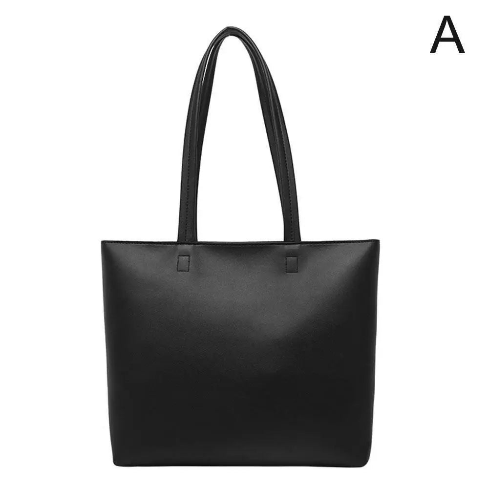 Women's Large Capacity PU Leather Tote Bag - Simple Casual Shoulder Bag