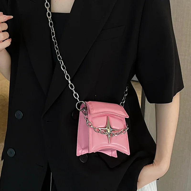 Vintage Pink PU Leather Gothic Crossbody Bag