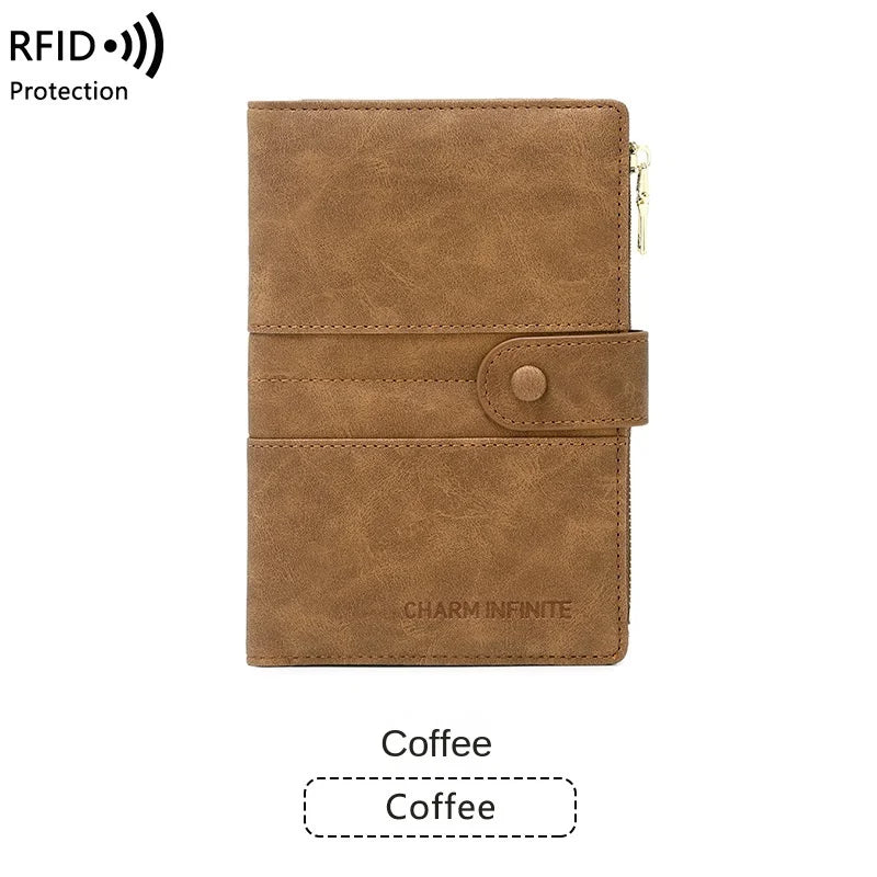 Anti-theft Passport Wallet RFID Passport Holder Zipper Buckle Travel Wallet Document Holder Multifunctional Travel Passport Bag