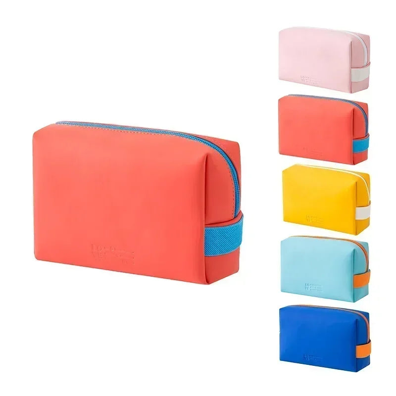 Women Travel Cosmetic Bag Waterproof Pu Cute Candy Colors Woman Makeup Bags Portable Toiletry Storage Bag Organizer Box