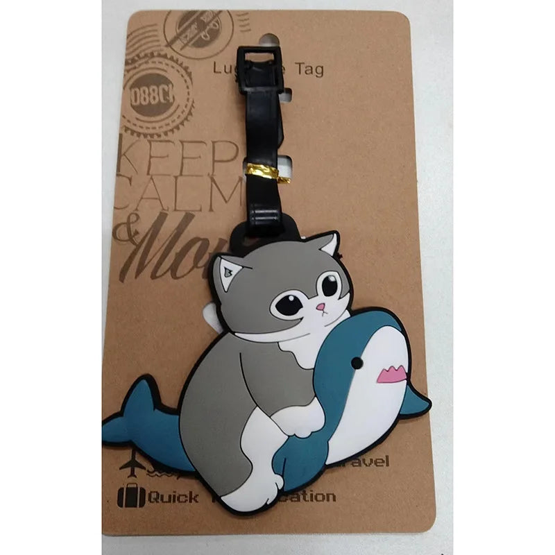 Cute Cartoon Baby Shark Travel Accessories Luggage Tag Silica Gel Suitcase ID Addres Holder Baggage Boarding Tag Portable Label