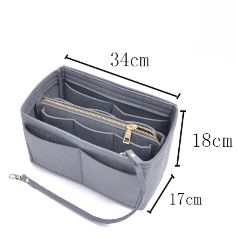 Large Capacity Makeup Organizer Felt Travel Bag Insert