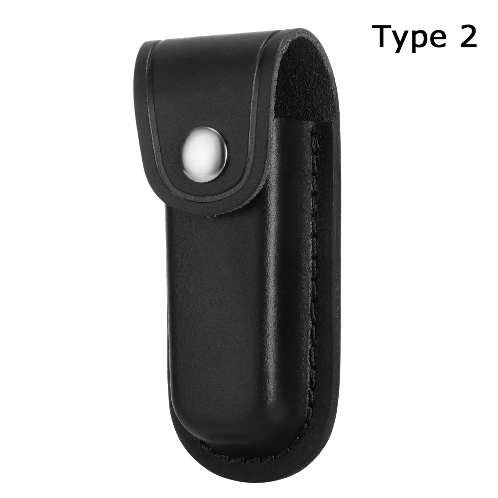 Outdoor Equipment Pocket Hunt Leather Sheath Holder Flashlight Case Camp Outdoor Carry Fold Knife Tool Belt Loop Case