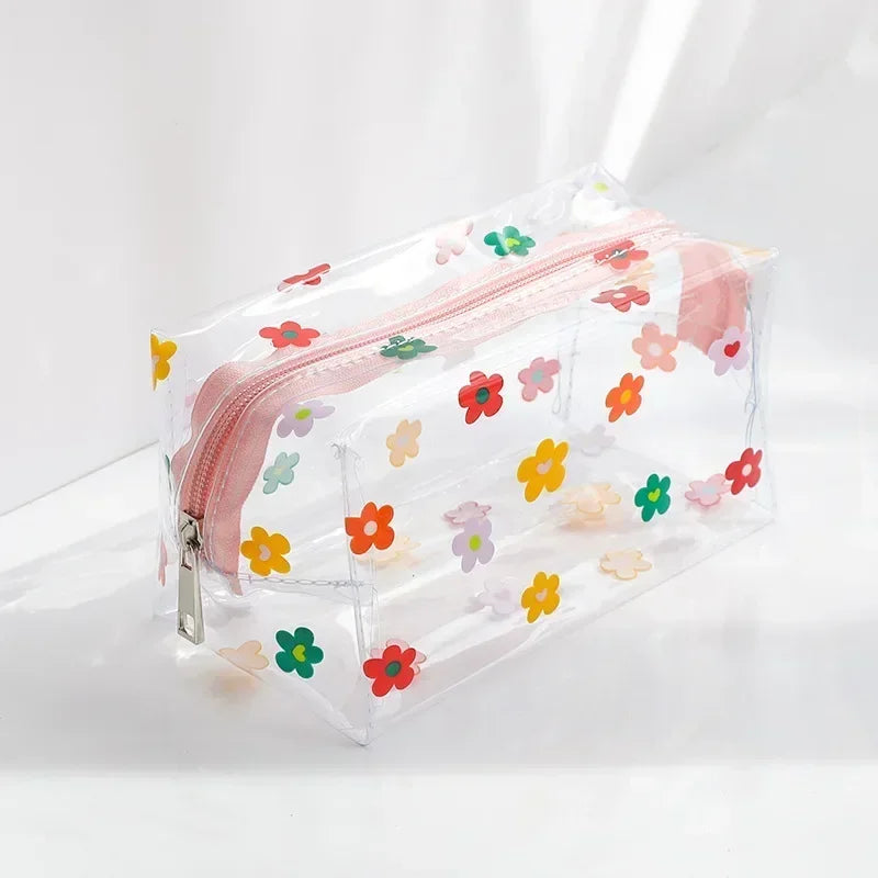 Waterproof Transparent Zipper Cosmetic Bag Fashion Print Women Girl Travel Makeup Bag Pouch Wash Organizer Toiletry Storage Bags