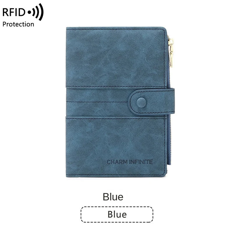 Anti-theft Passport Wallet RFID Passport Holder Zipper Buckle Travel Wallet Document Holder Multifunctional Travel Passport Bag