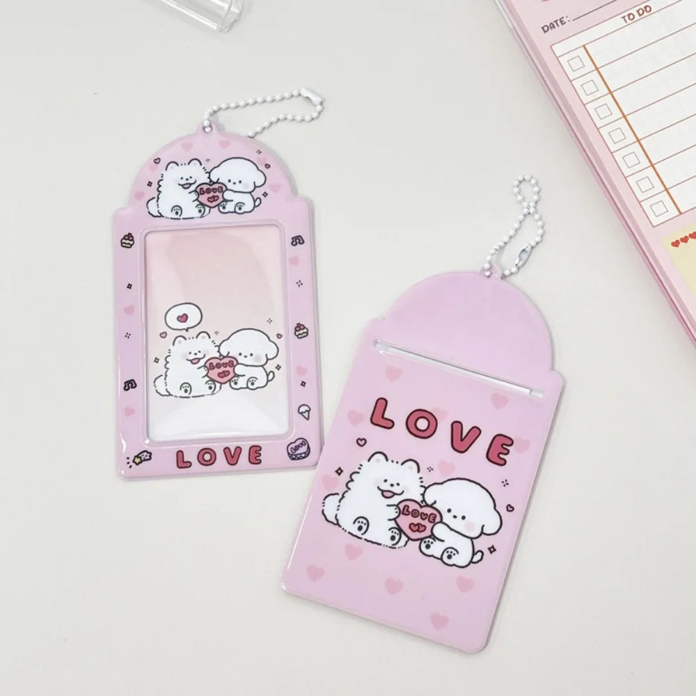 Animal Photocard Case Cartoon Student Card Holder Photocard Holder Bag Keychain Idol Photos Protective Cover Bag Keychain