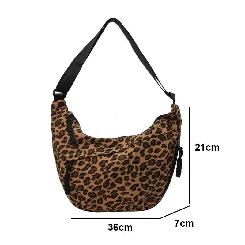 Leopard Print Crossbody Bags for Women Corduroy Casual Shoulder Tote Bags Ladies Sac A Main Femme Designer Luxury Handbags 2025