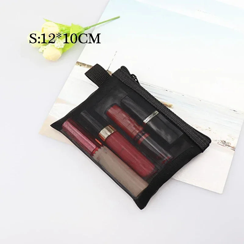 1PC Black Women Men Necessary Cosmetic Bag Transparent Travel Organizer Fashion Small Large Black Toiletry Bags Makeup Pouch