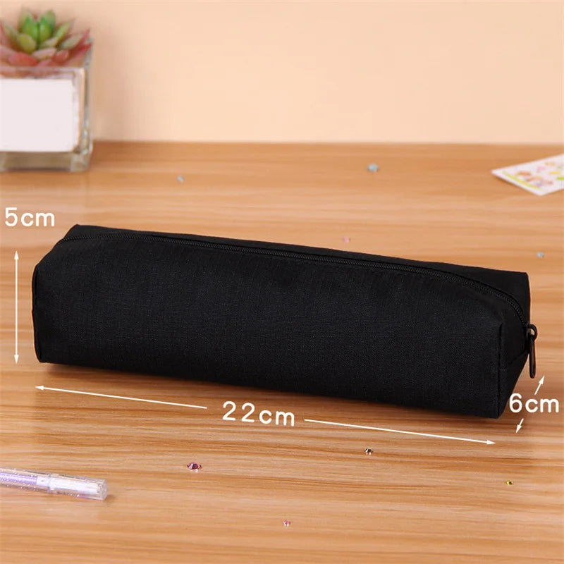 Small Solid Color Simple Zipper Kawai Pencil Case Mini Pen Bags for School Office Suppliers