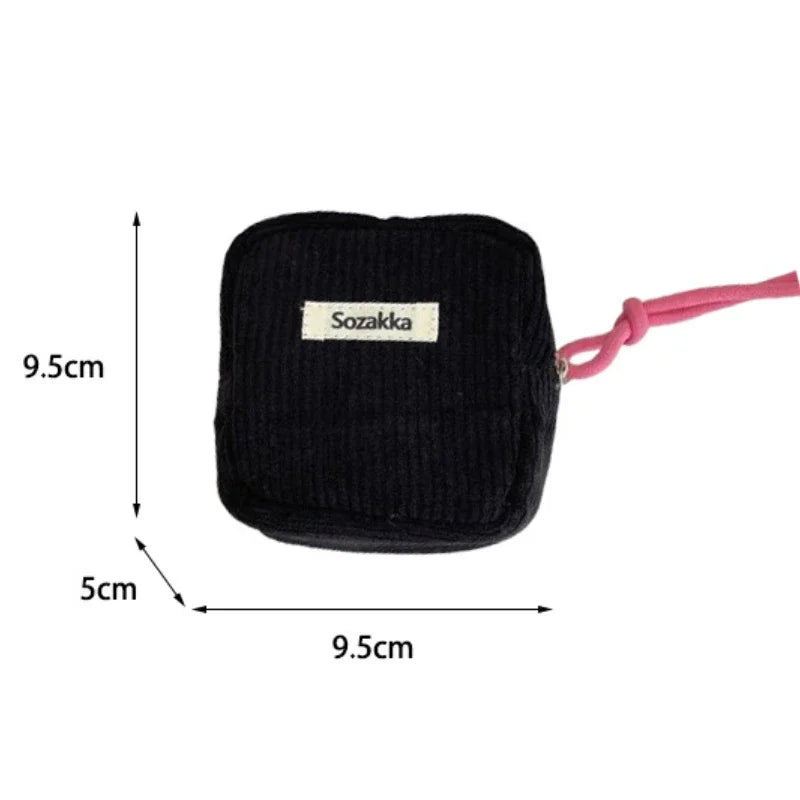 New Cute Mini Cosmetic Bag Zipper Solid Korean Storage Bags Portable Women Clutch Bag Lipstick Sanitary Napkin Organizer Pouch