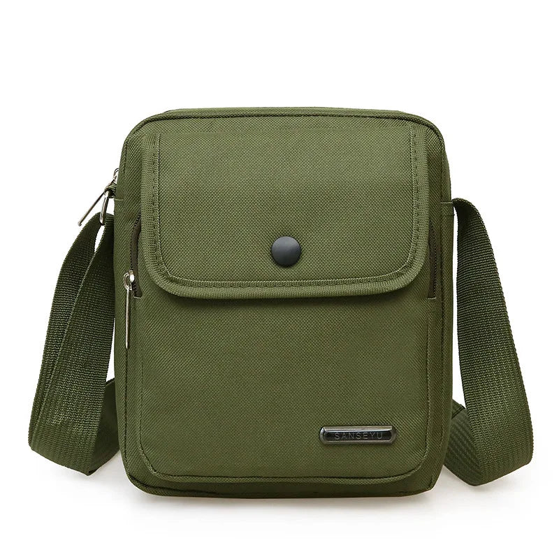 Small Durable Vintage Canvas Water Resistant Messenger Crossbody Bag with Multi-pockets Nylon Messenger Bag