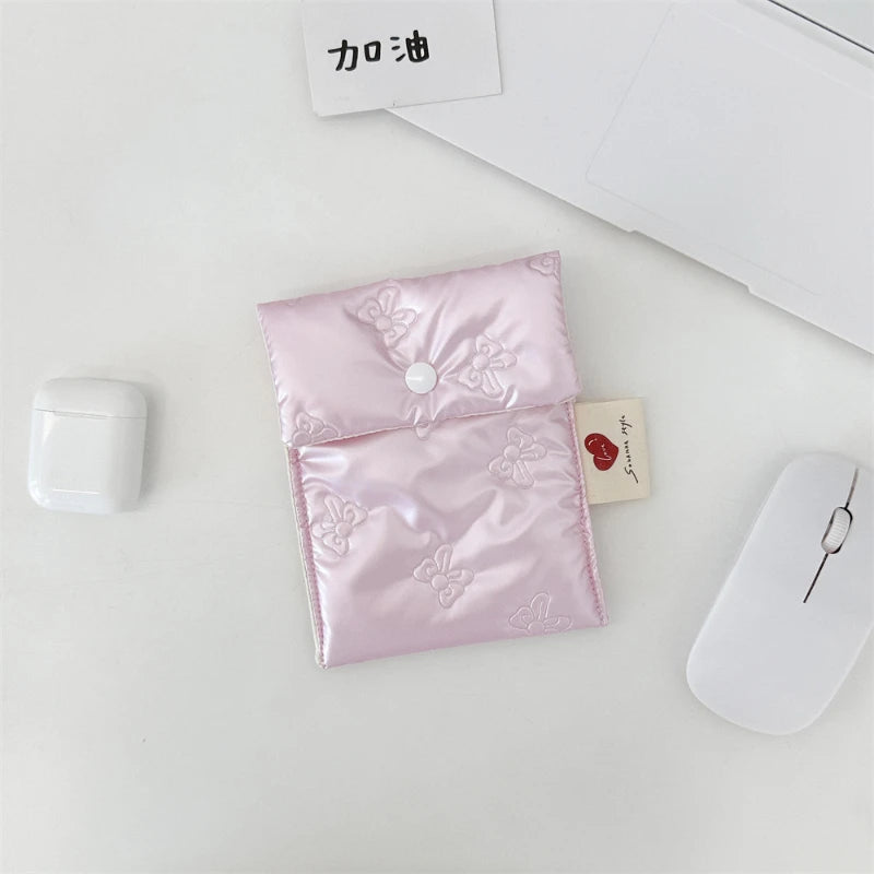 Pink Love Coin Purse Lipstick Bag Sanitary Napkin Storage Bag Pouch Student Coin Purse Jewelry Organizer Credit Card Holder Case