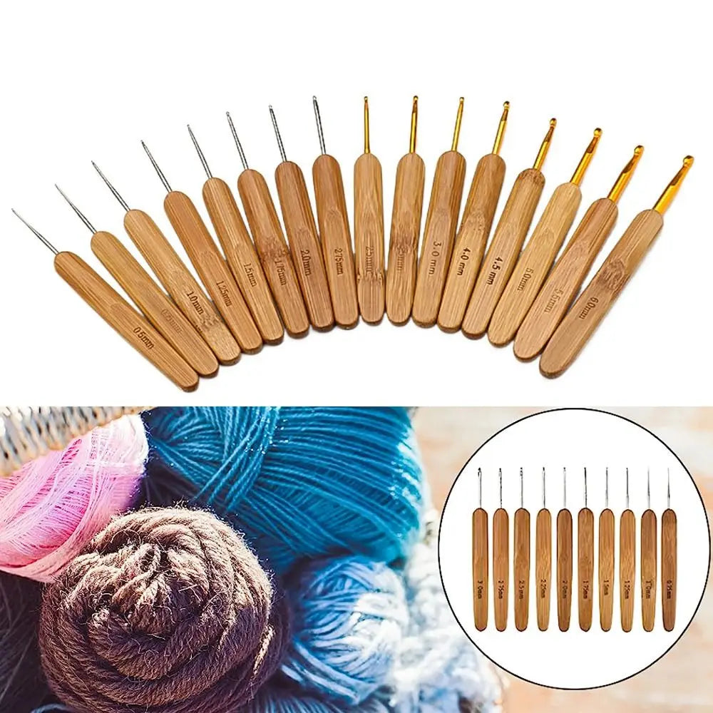 Bamboo Wooden Crochet Hooks Long Knitting Crochet Bamboo Handle Crochet Blanket Shawl Crocheting Hooks Yarn Weave Tools