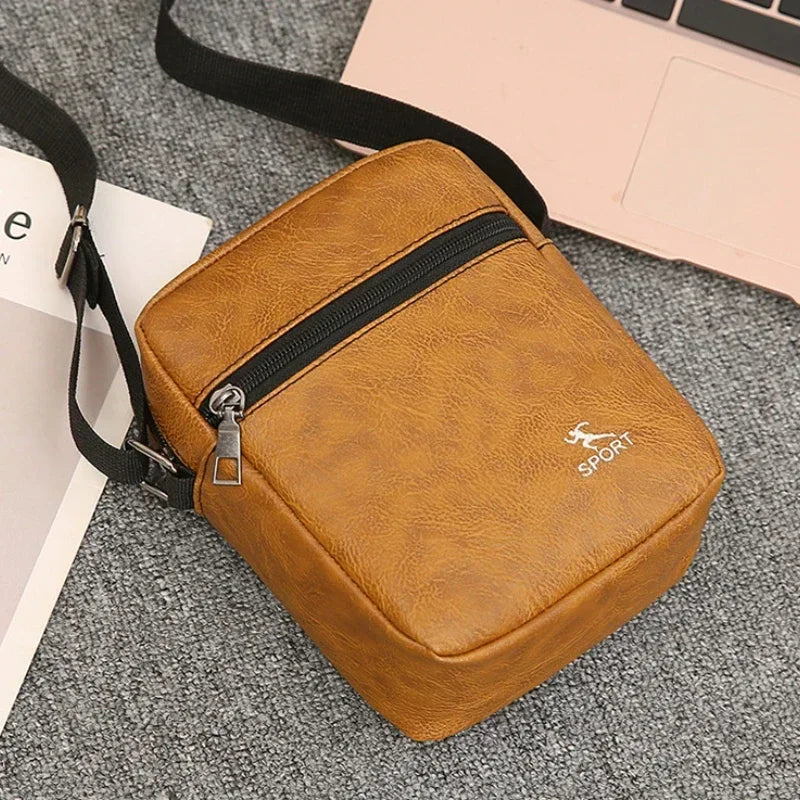 Vintage Messenger Bag Men PU Leather Business Worker Shoulder Bag Brown Black Man Crossbody Bag Male Handbag Gift for Husband