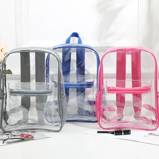 Clear Waterproof PVC Backpack - Large Capacity for School & Travel