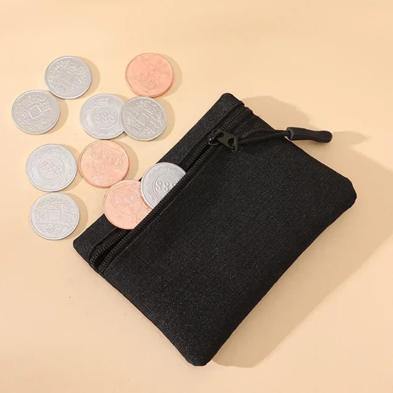 Canvas Mini Coin Purse Simple Zipper Kid Storage Pouch Money Pocket Solid Color Coin Key Bag Women Men Cute Wallet Mini Purse