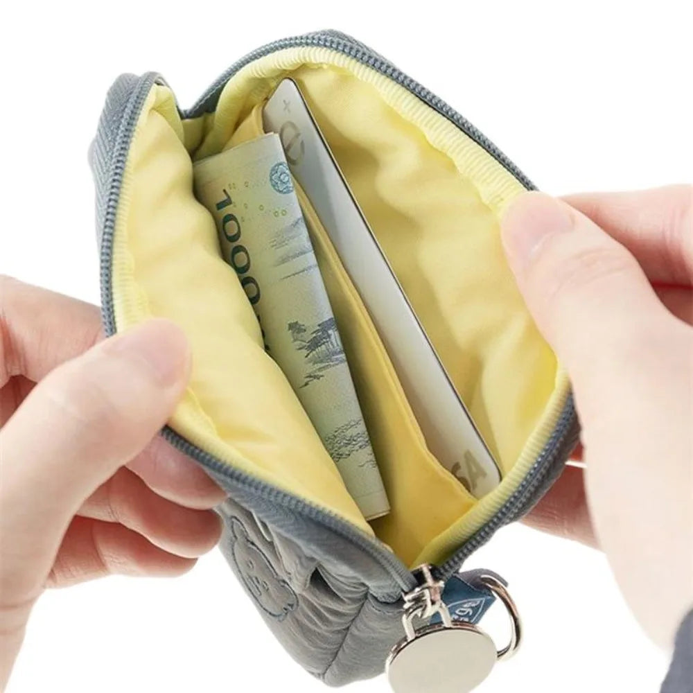 Fashion Solid Color Coin Purse Zipper Large Capacity Small Wallet Wear-resistant Storage Bag Male Card Holoder Money Bag