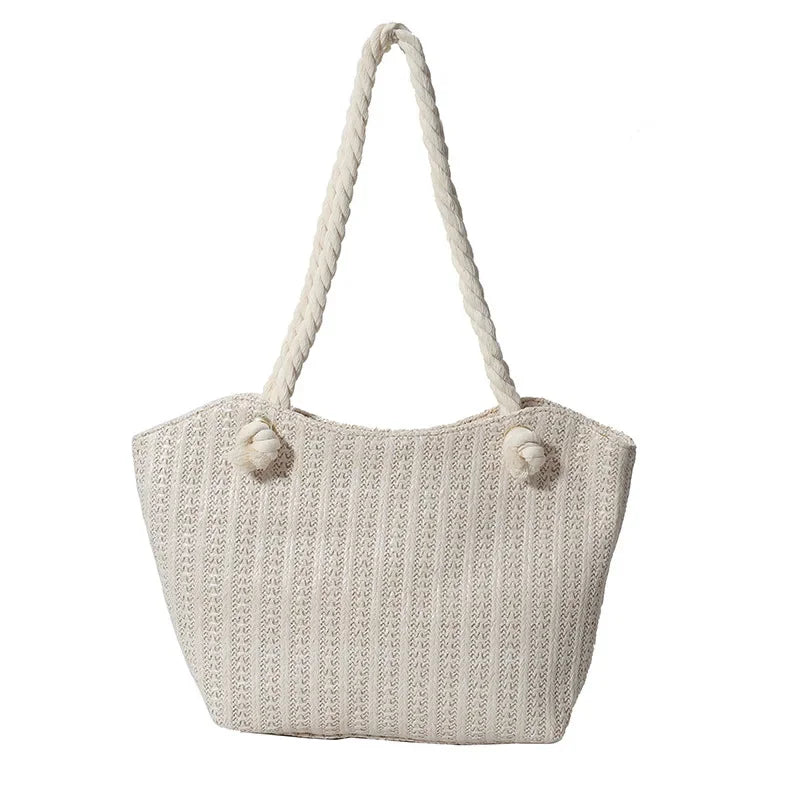 Luxury Women's Raffia Straw Tote Bag - Large Capacity Knitted Bohemian Beach Handbag