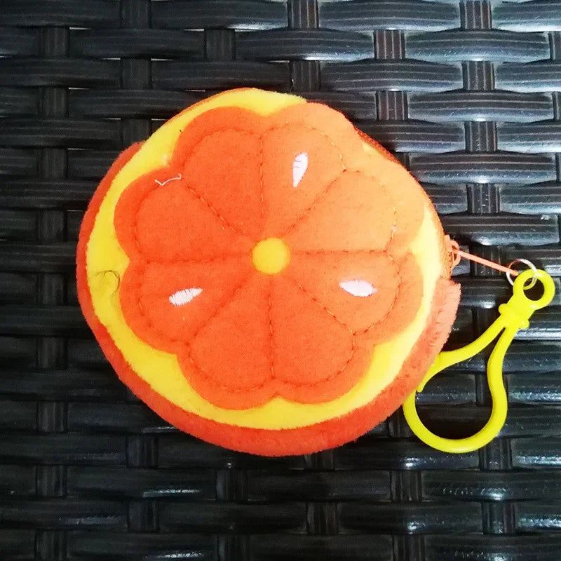 1Pc Cute Fruit Shape Plush Coin Purse Watermelon Pineapple Orange Strawberry Purse Bag Keychain Pocket Kid's Coin Pouch Wallet