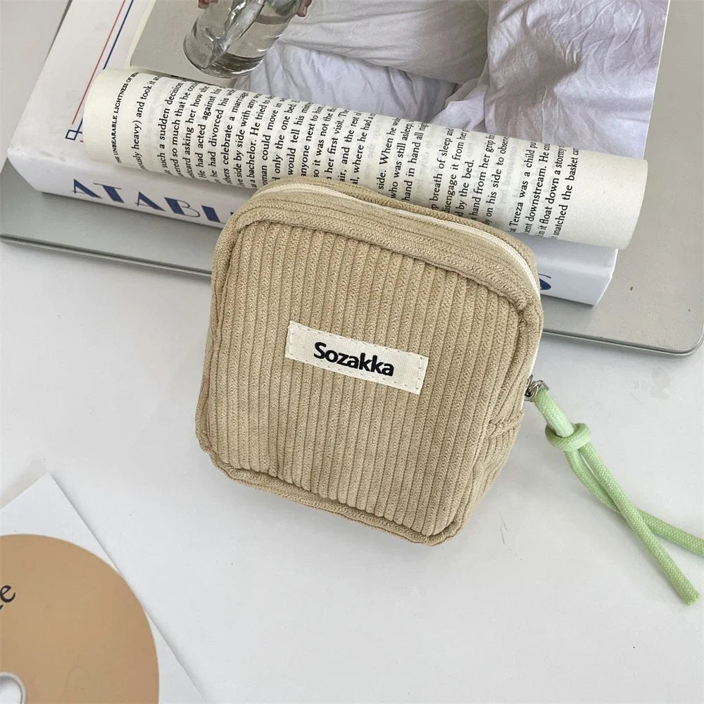 New Cute Mini Cosmetic Bag Zipper Solid Korean Storage Bags Portable Women Clutch Bag Lipstick Sanitary Napkin Organizer Pouch