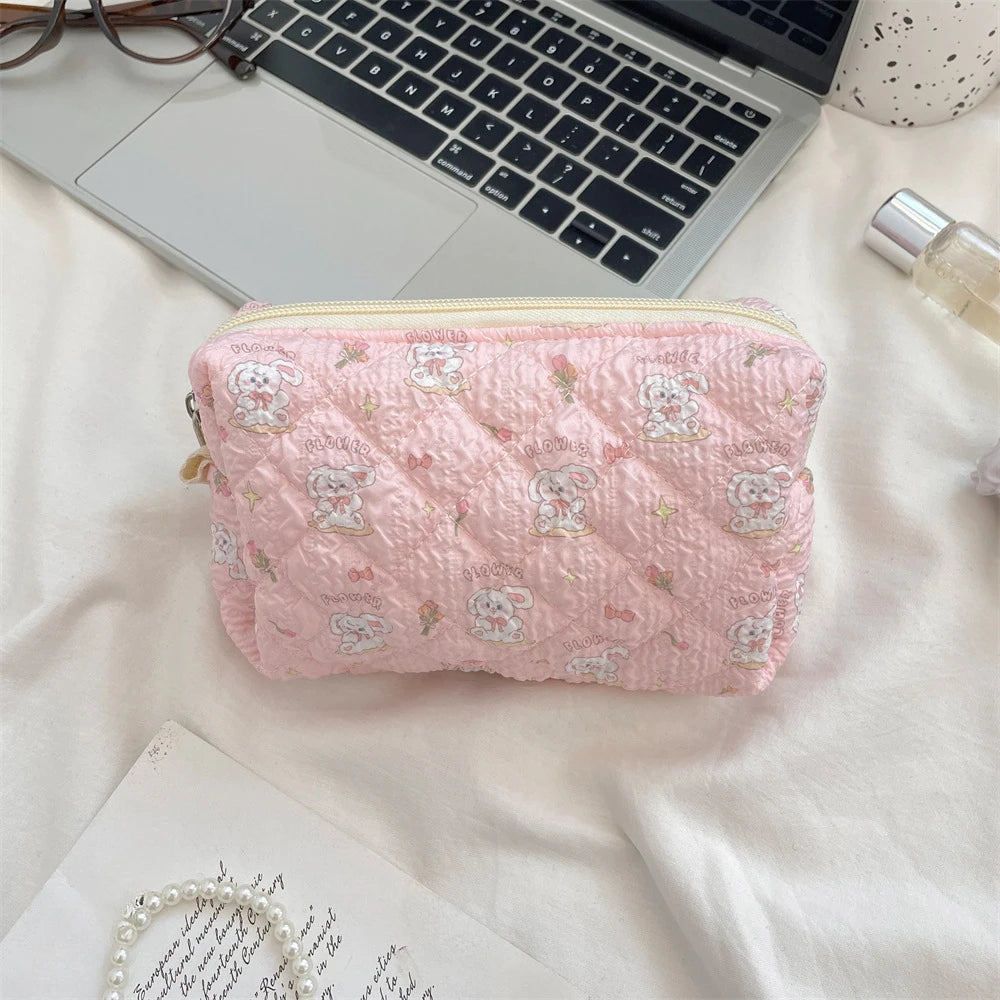 Cartoon Cosmetic Bag for Women Travel Portable Toiletry Bag Soft Cosmetics Makeup Brush Lipstick Storage Bag Organizer Pouch