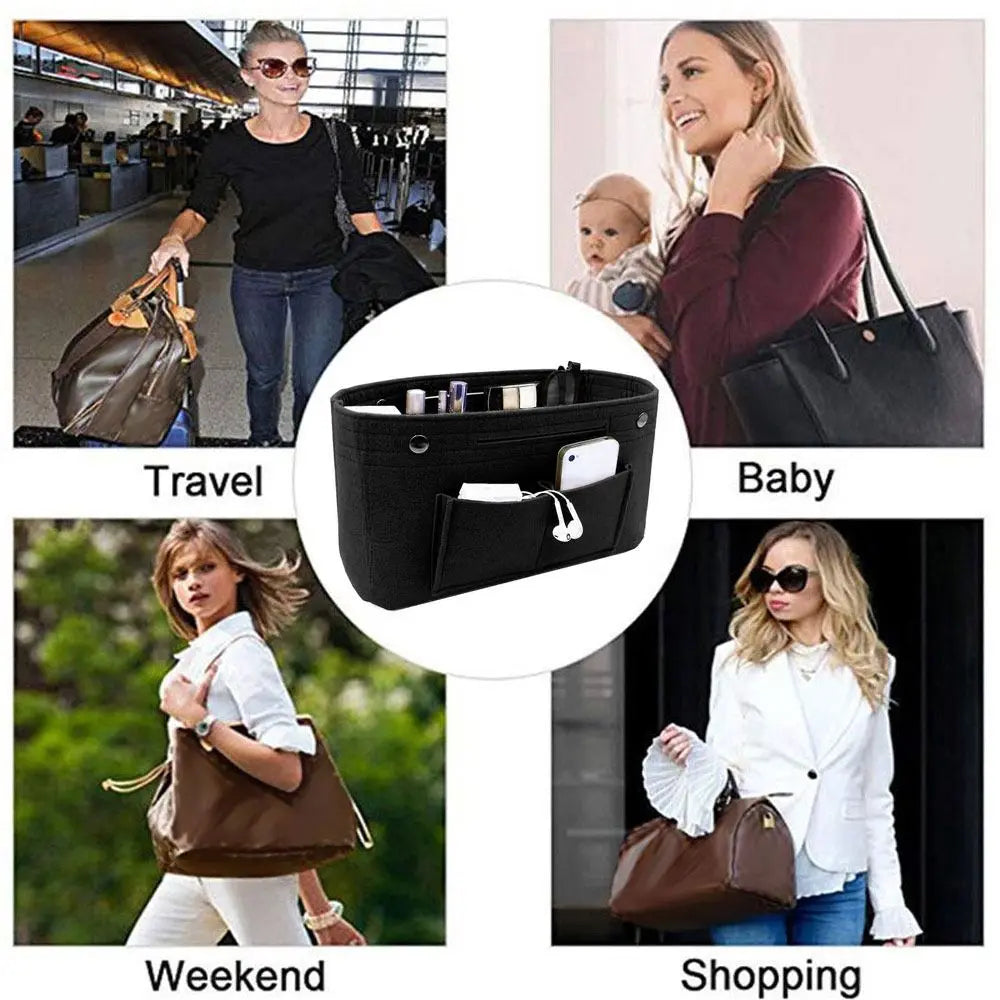 Portable Felt Cloth Insert Bag Women Organizer Handbag Travel Bag Insert Liner Purse Organizer Pouch Bag Accessories