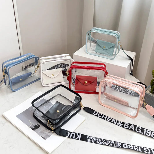 Transparent PVC Crossbody Bag for Women - Candy Color Jelly Shoulder Bag