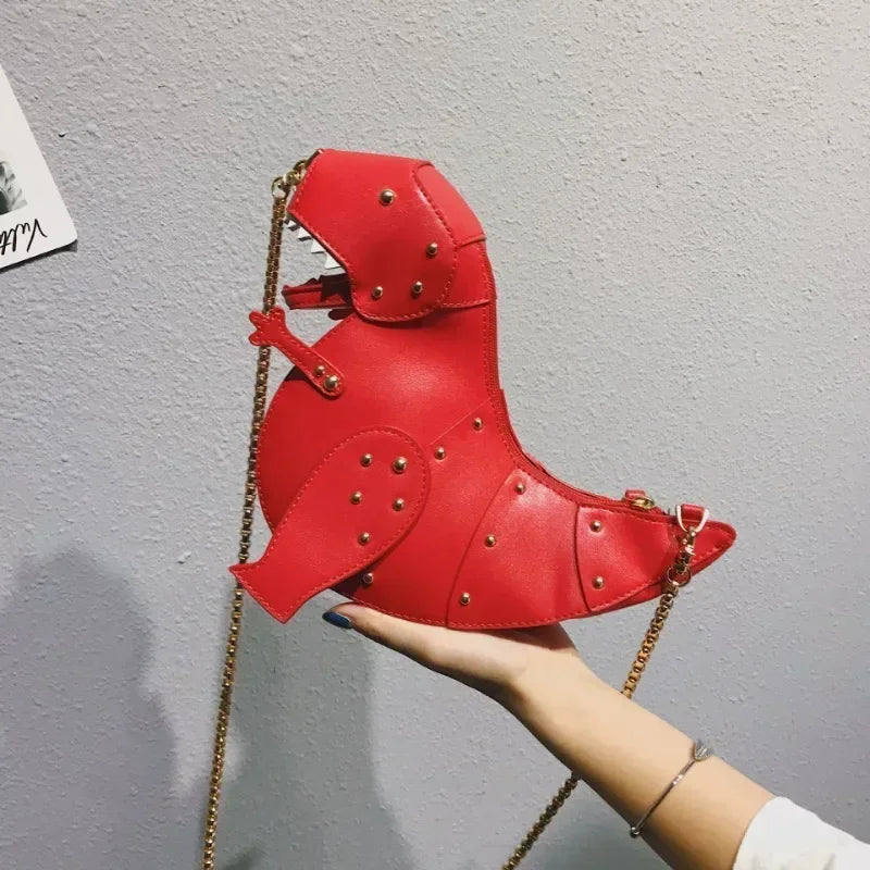 3D Dinosaur Rivet PU Leather Crossbody Bag