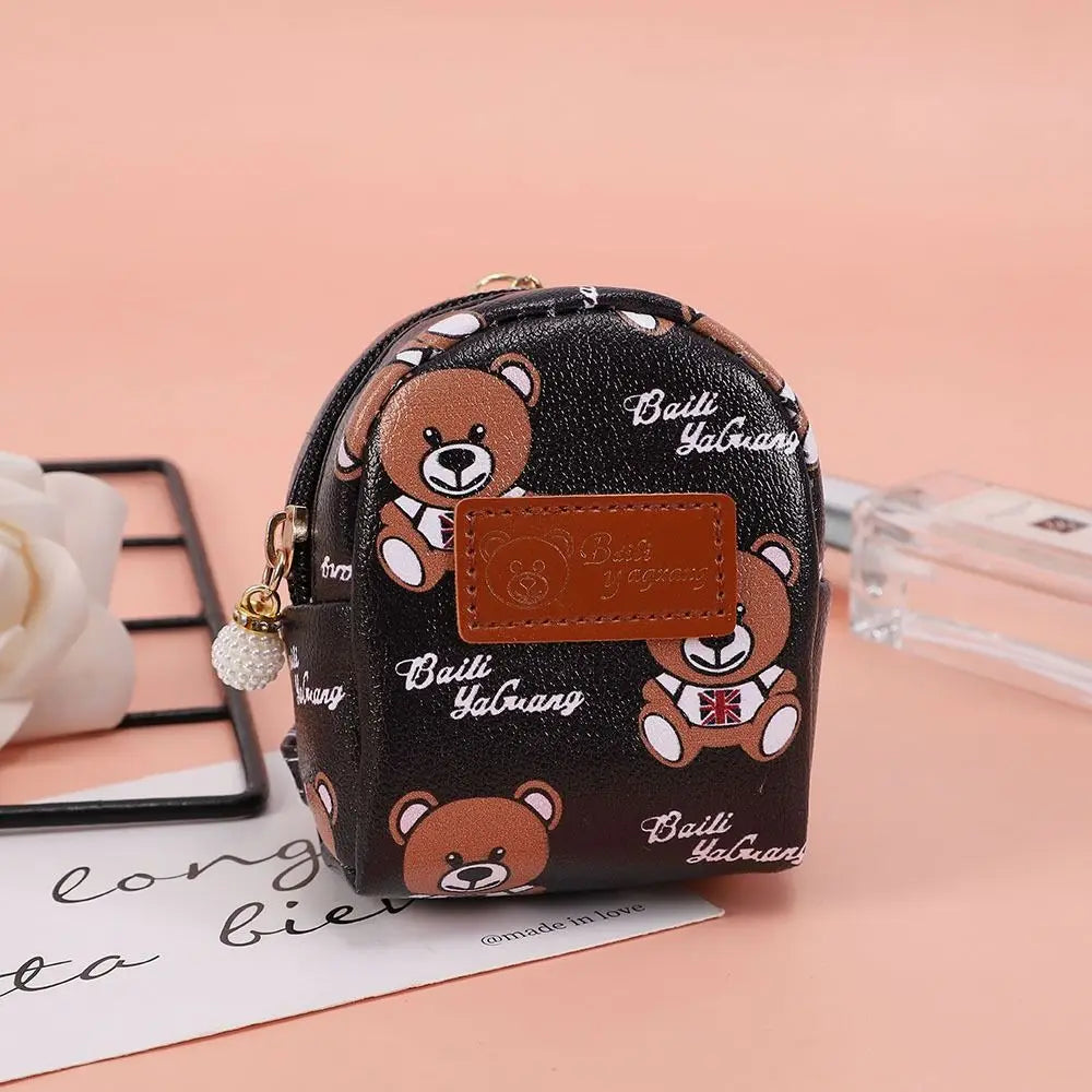 Mini Cute Bear Small Bag PU Leather Coin Purses Wallets Fashion Women Girls Coin Card Holder Pendant Decoration Keychain