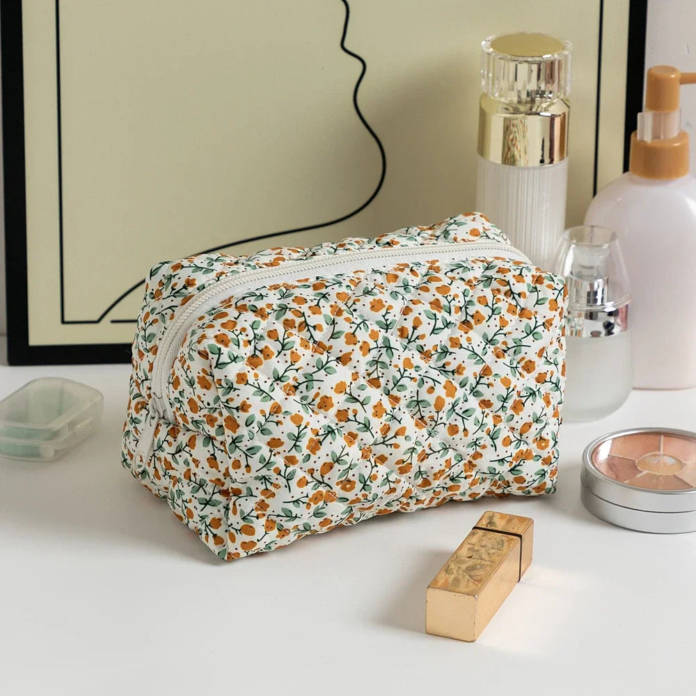 Fashion Flower Makeup Storage Bag Portable Travel Organizer Cosmetic Toiletry Pouch Cute Make Up Handbag Floral Bags