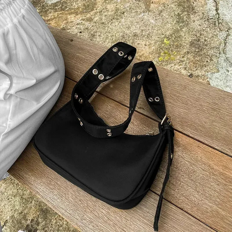 Women's Nylon Bucket Shoulder Bag - Luxury Designer Black Tote