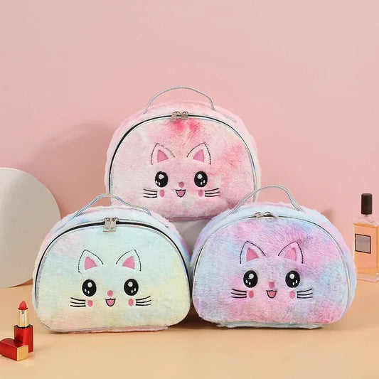 Plush Cat Cosmetic Bag Women's Large Makeup Organizer