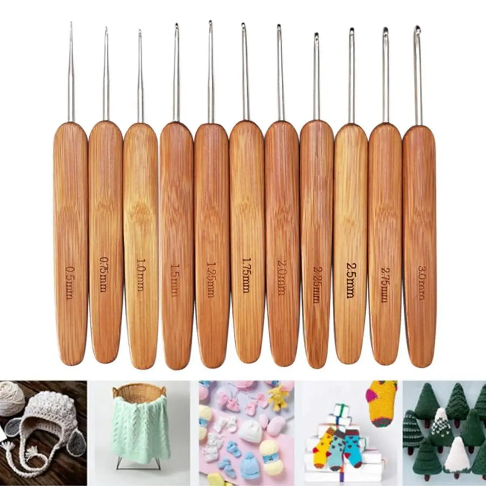 Bamboo Wooden Crochet Hooks Long Knitting Crochet Bamboo Handle Crochet Blanket Shawl Crocheting Hooks Yarn Weave Tools