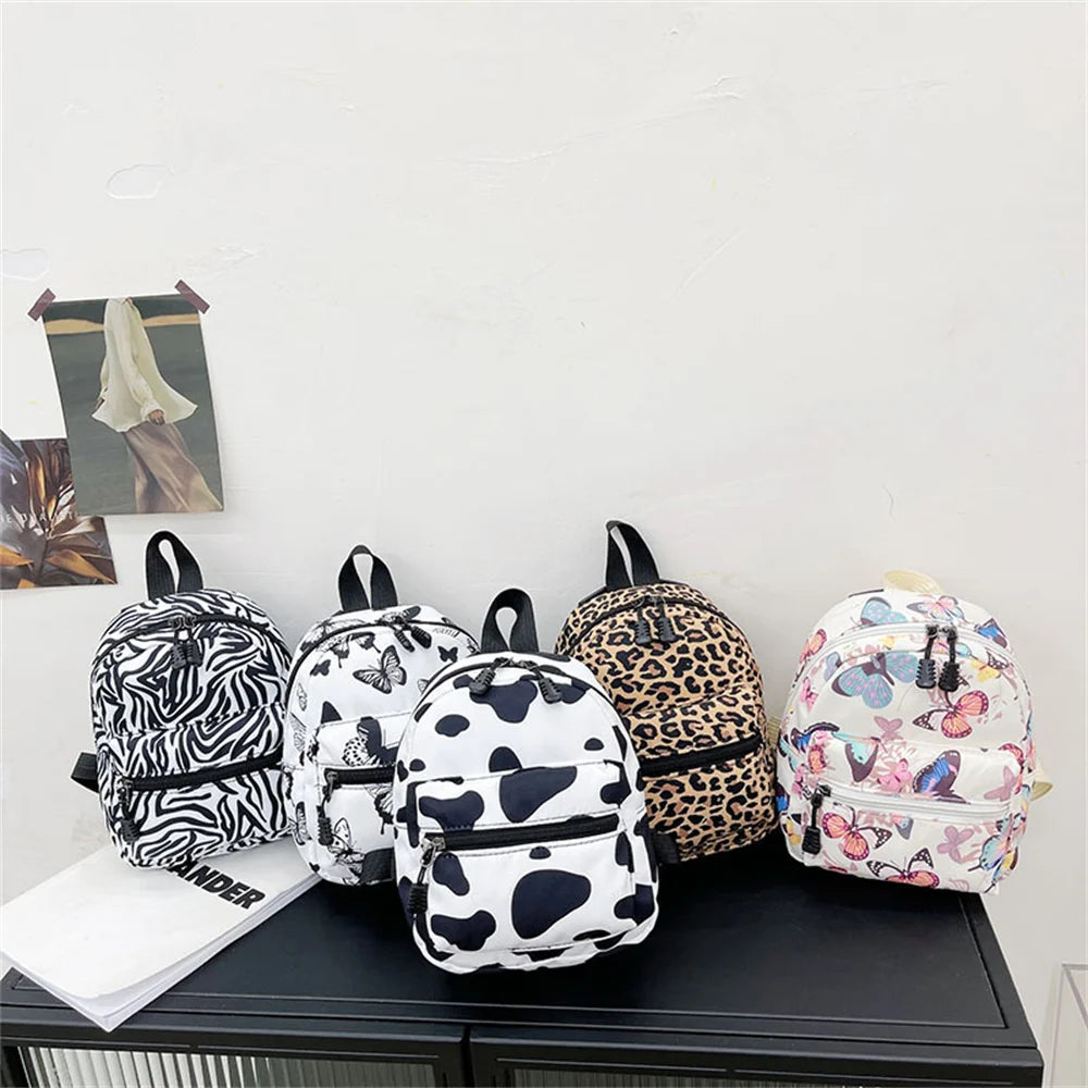 Women's Mini Zebra Leopard Backpack Canvas Rucksack