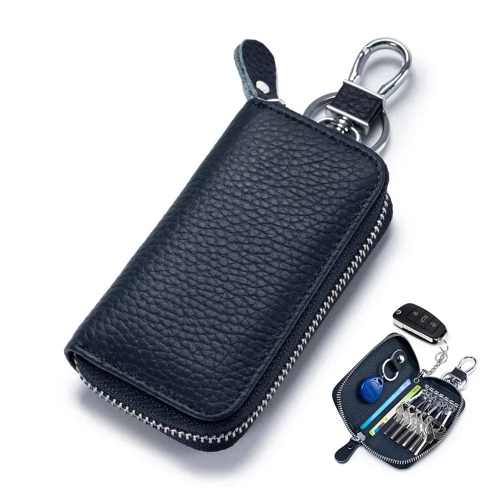 Men Women Genuine Leather Key Holder Wallet Key Wallet Organizer Bag Car Key Case Pouch Multifunctional Small Wallet Mini Purse