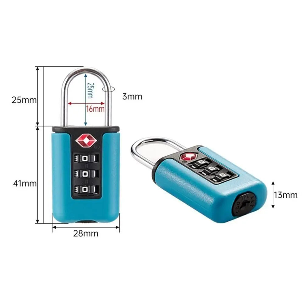 Anti-theft 3 Digit Combination Lock TSA Customs Password Lock Suitcase Luggage Coded Lock Cabinet Lock Contrast Color Padlock