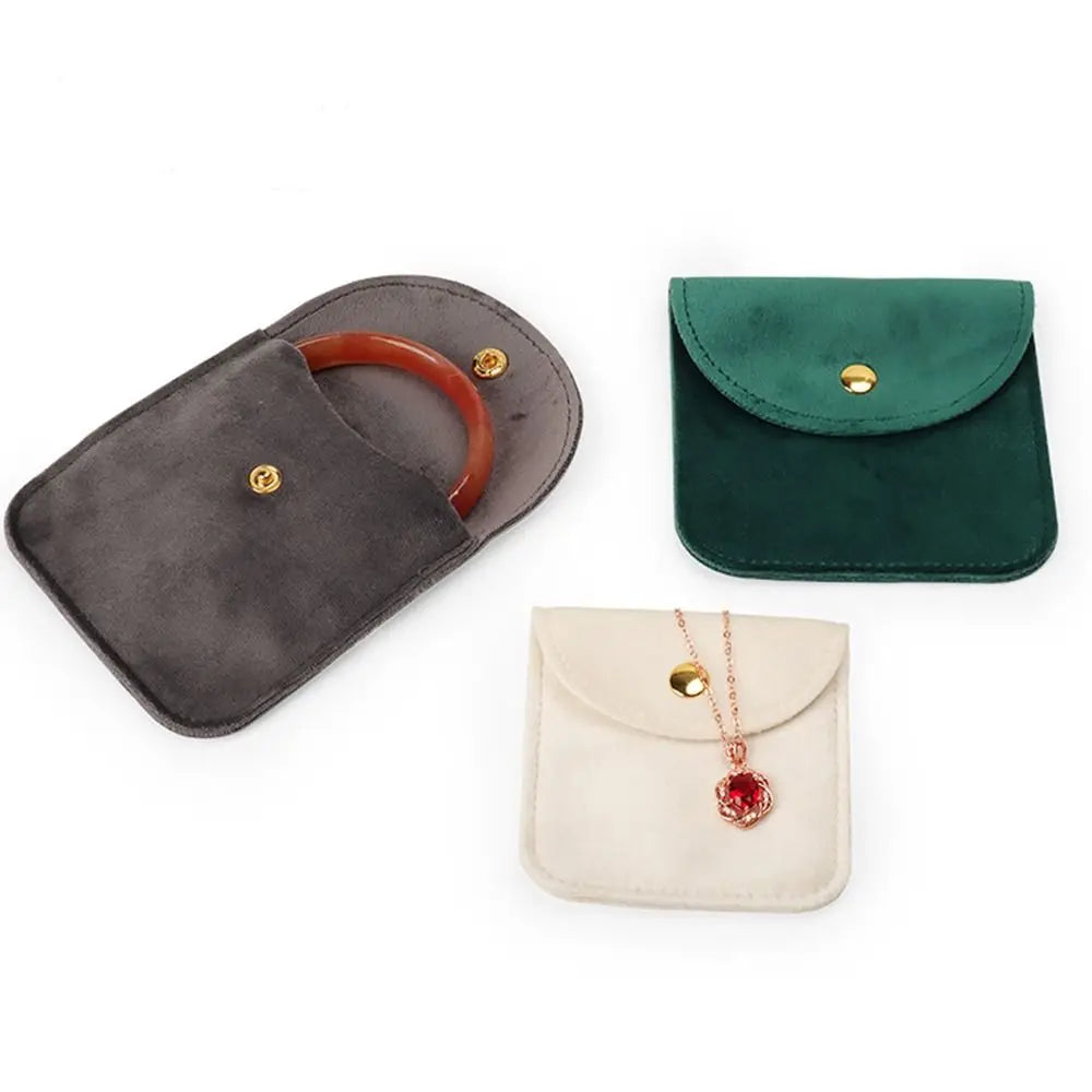 Portable Velvet Snap Button Packaging Pouch Gift Jewelry Bag Necklace Earrings Ring Storage Pouch Dust Protect Wrapping Bag