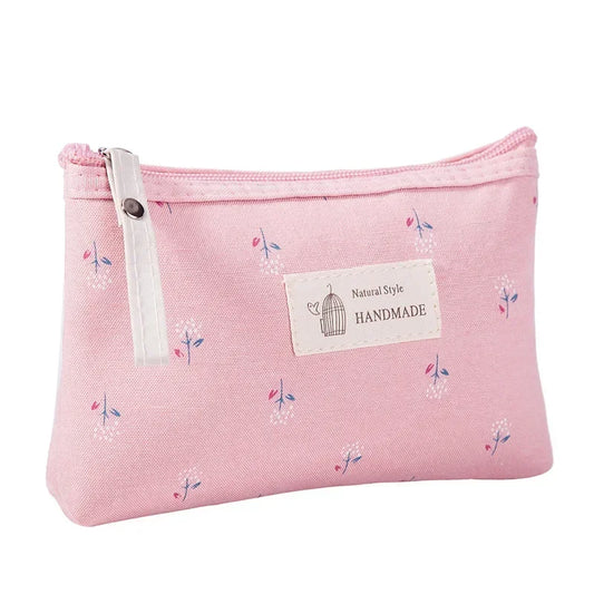 eTya Fashion Canvas Cosmetic Bag Women Floral Zipper Small Makeup Bags Travel Organizer Canvas Mini Lady Toiletry Bag Pouch