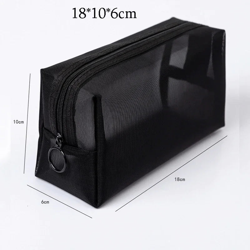 Mesh Transparent Makeup Bag Men Women Small Large Travel Cosmetic Bag Organizer Case Necessaries Make Up Wash Toiletry Bag