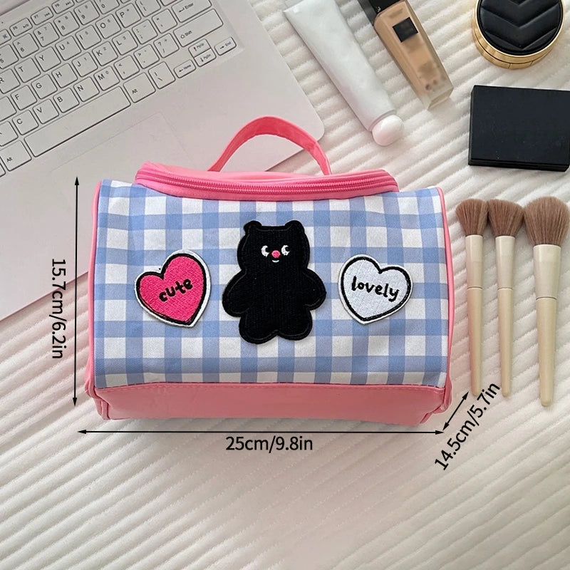 Large Capacity Makeup Bag Multifunction Wash Pouch Portable Toiletry Bag Cosmetic Zipper Pouch Handbag 파우치