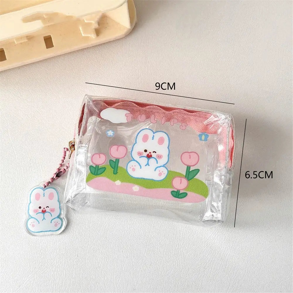 1PC Zipper PVC Transparent Coin Purse Mini Zipper Pouch Storage Bag Lovely Cartoon Jelly Wallet Cosmetic Bag Coin Purse