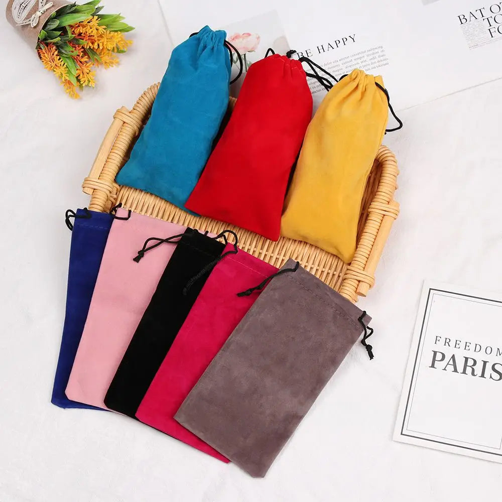 Portable Solid Color Drawstring Pouch Sunglasses Bags Myopia Customized Glass Case Soft Fabric Eyeglasses Bag