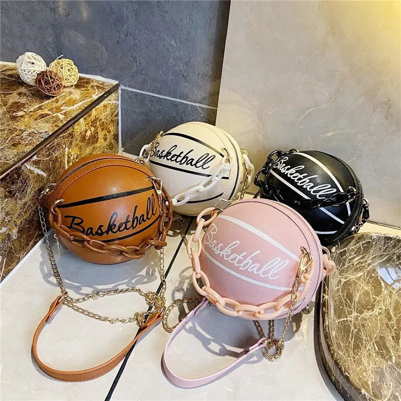 Basketball Shape PU Leather Women's Crossbody Bag