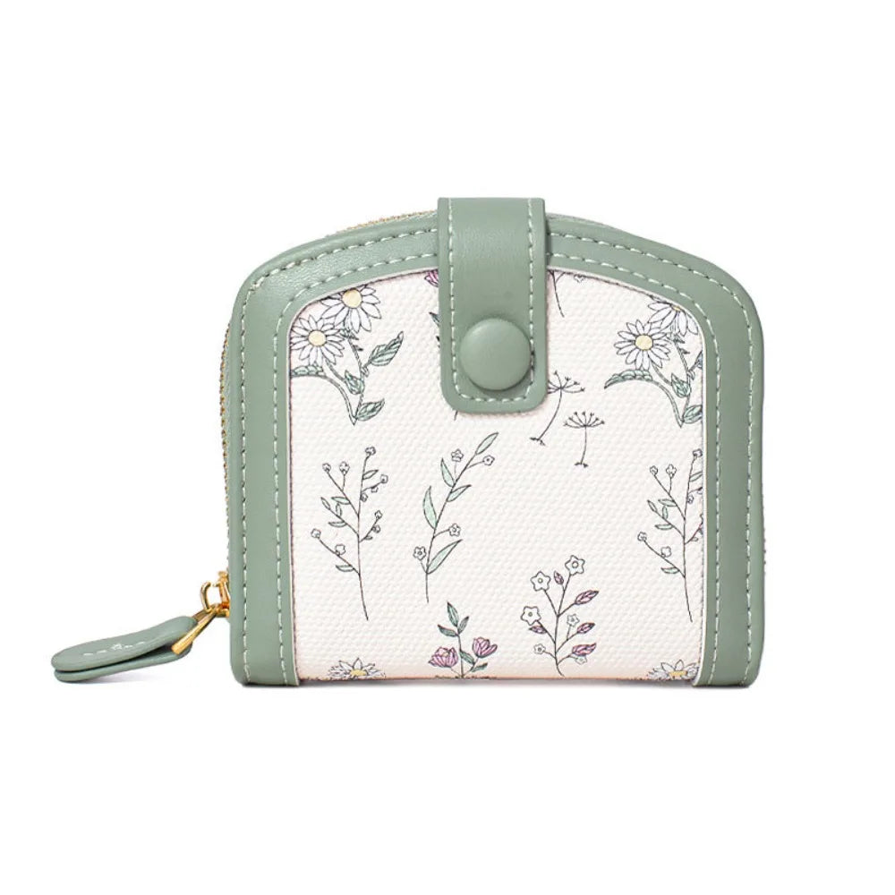 New PU Leather Coin Purse Large Capacity Floral Women Wallets Lightweight Waterproof Money Bag Portable Coin Storage Bag