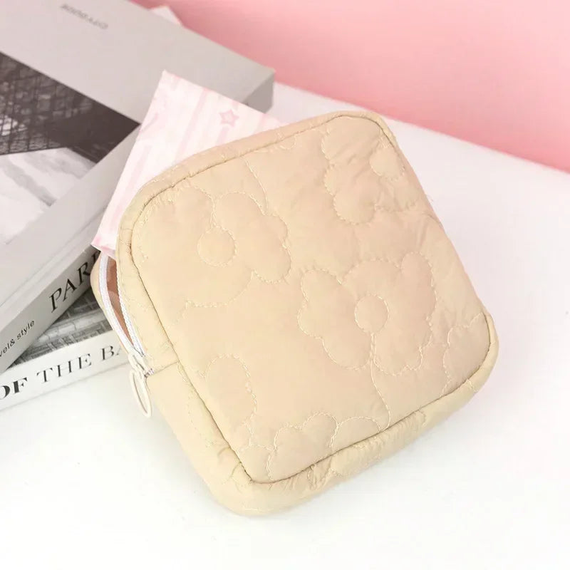 Candy Color Square Small Cosmetic Bag Women Portable Earphones Lipstick Sanitary Napkins Storage Pouch Small Makeup Zipper Bags